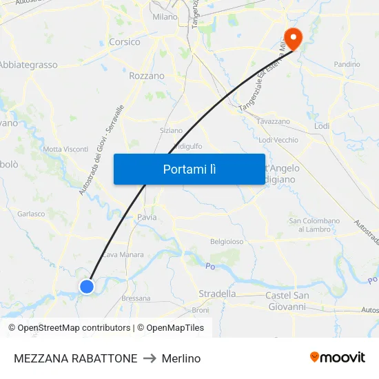 MEZZANA RABATTONE to Merlino map
