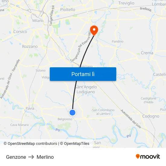 Genzone to Merlino map