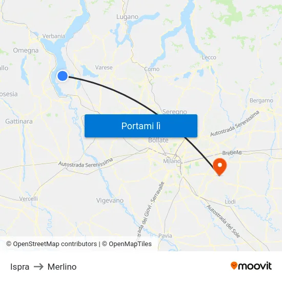 Ispra to Merlino map