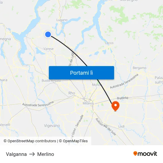 Valganna to Merlino map