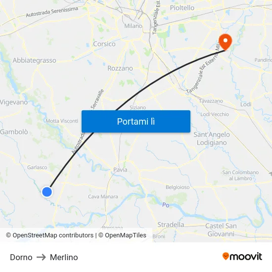 Dorno to Merlino map