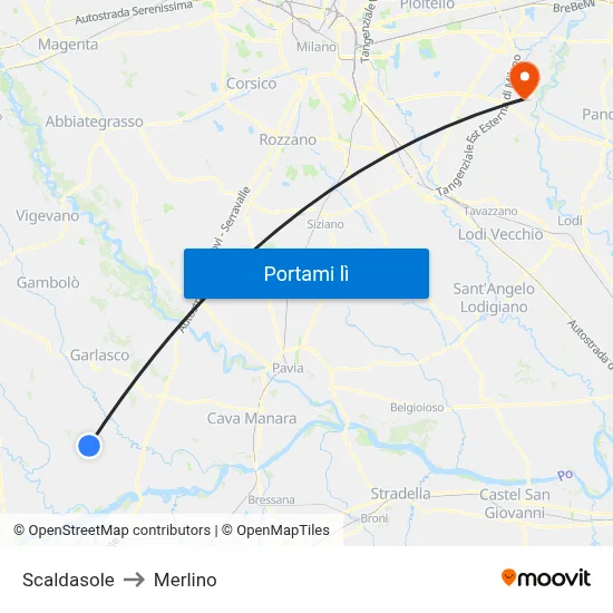 Scaldasole to Merlino map