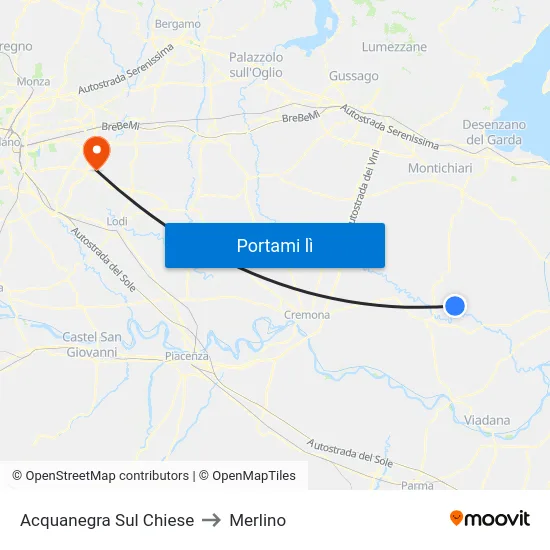 Acquanegra Sul Chiese to Merlino map