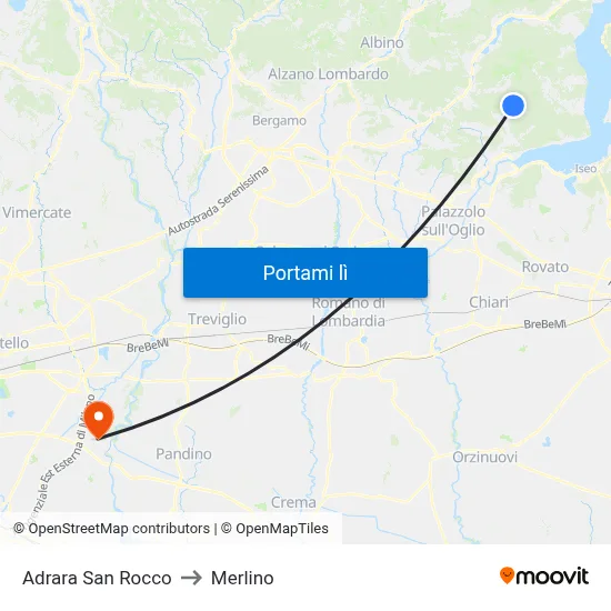 Adrara San Rocco to Merlino map
