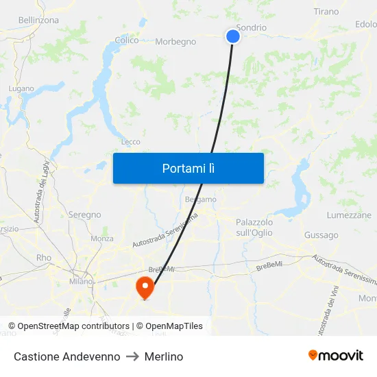 Castione Andevenno to Merlino map
