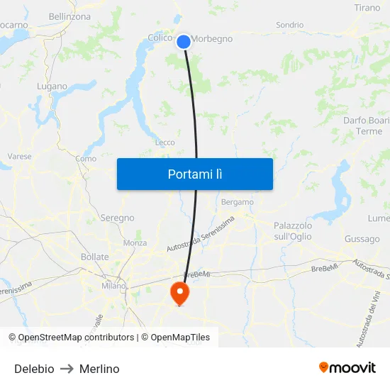 Delebio to Merlino map