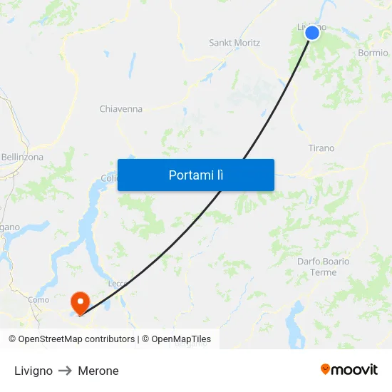 Livigno to Merone map