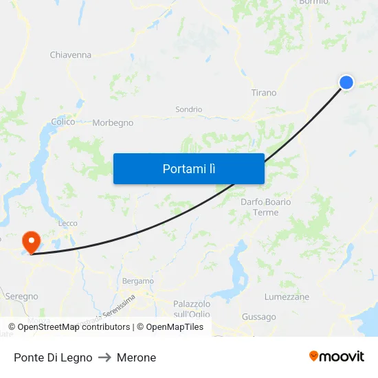 Ponte Di Legno to Merone map