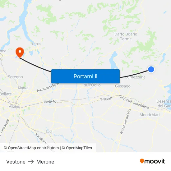 Vestone to Merone map