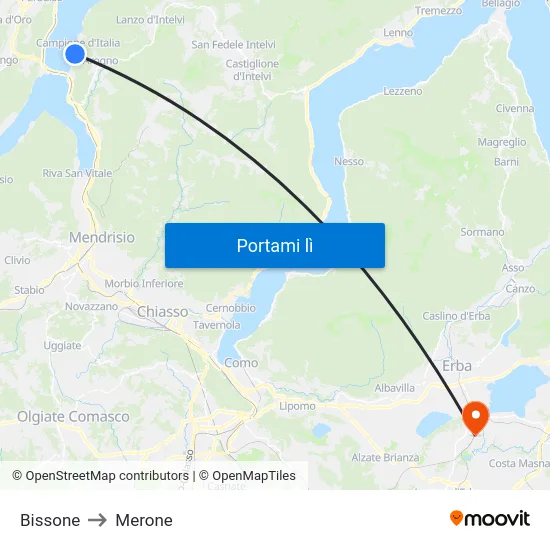 Bissone to Merone map