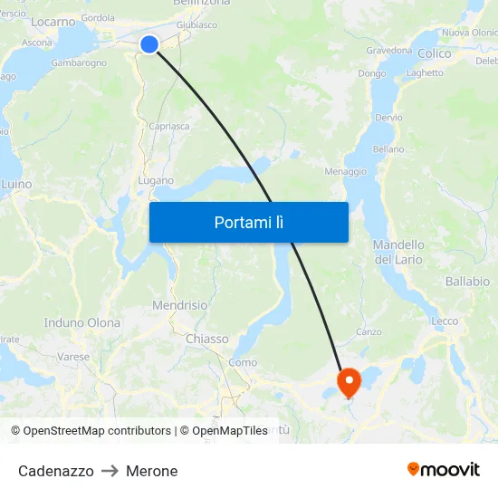 Cadenazzo to Merone map