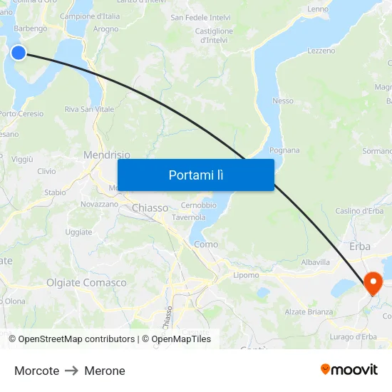 Morcote to Merone map