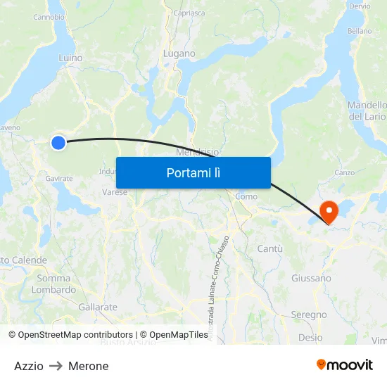 Azzio to Merone map