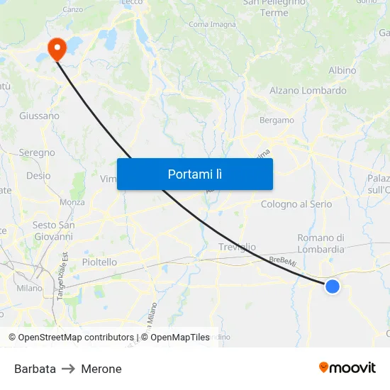 Barbata to Merone map
