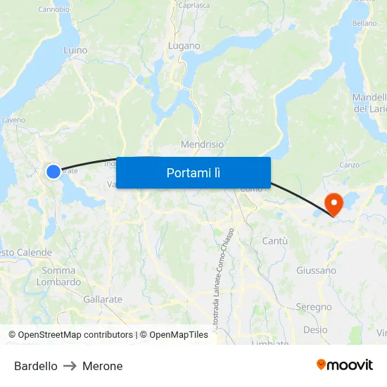Bardello to Merone map