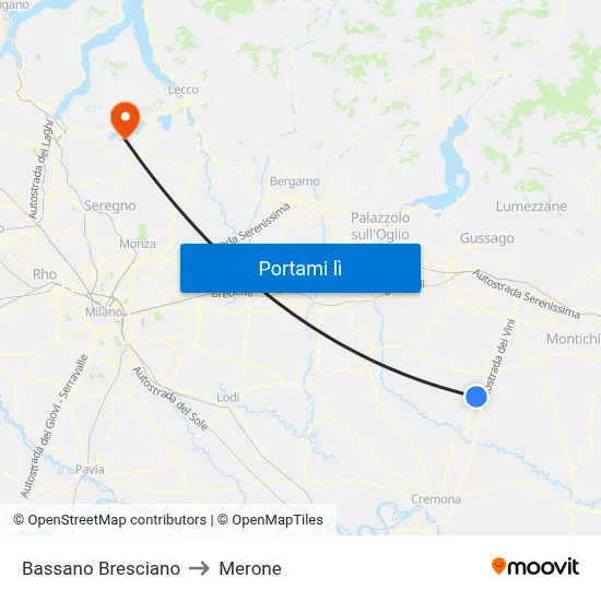 Bassano Bresciano to Merone map