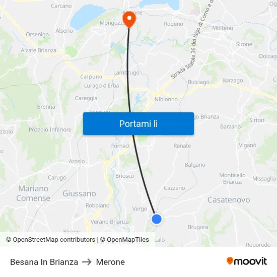 Besana In Brianza to Merone map