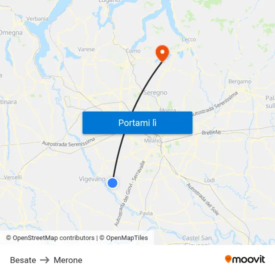 Besate to Merone map