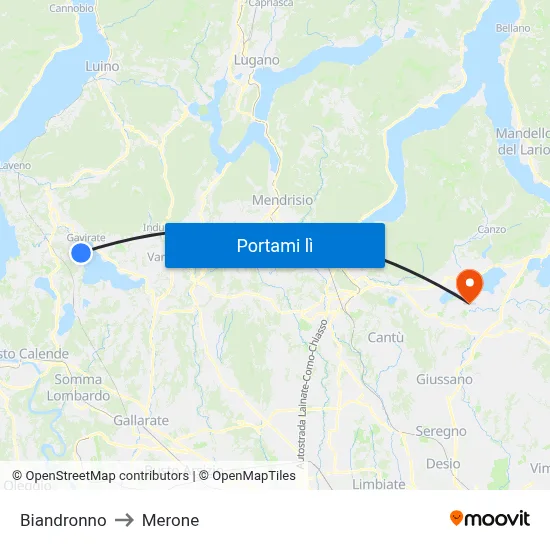 Biandronno to Merone map