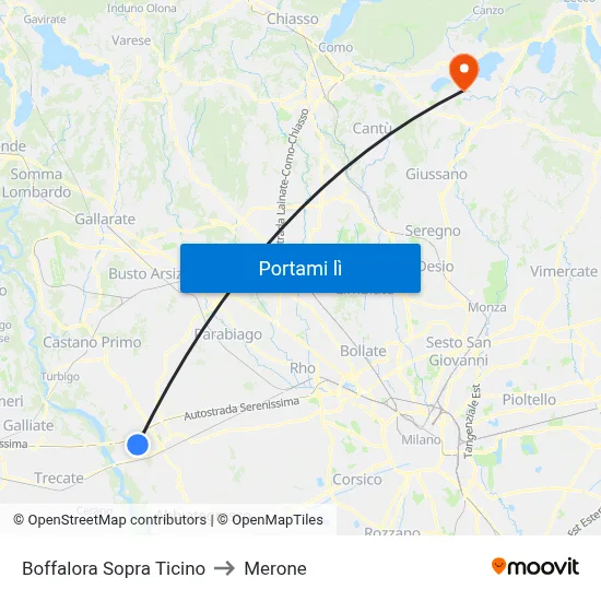 Boffalora Sopra Ticino to Merone map