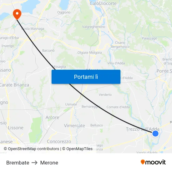 Brembate to Merone map