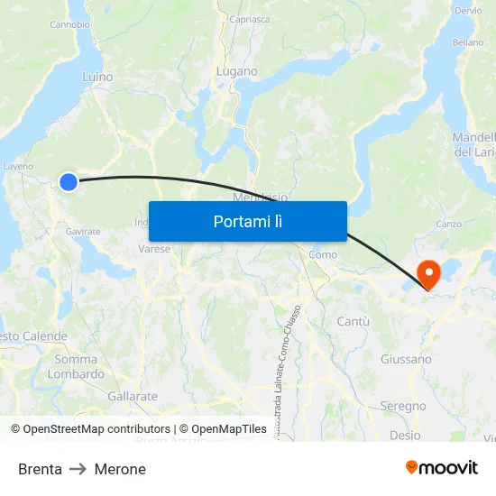 Brenta to Merone map
