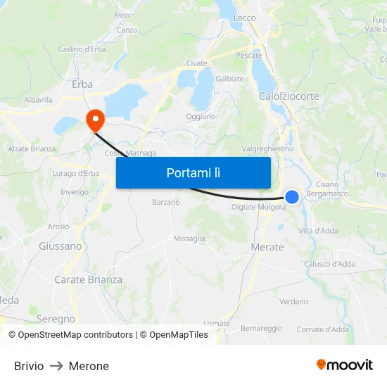 Brivio to Merone map