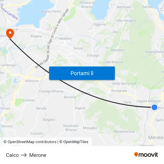 Calco to Merone map