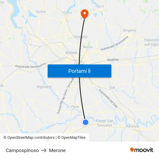 Campospinoso to Merone map