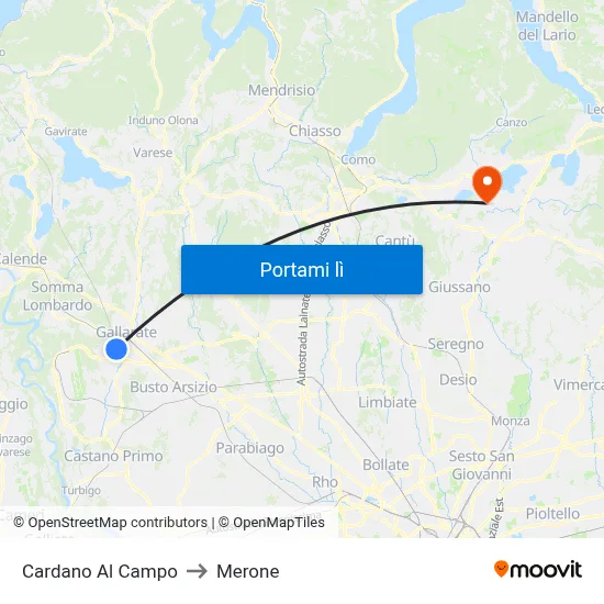 Cardano Al Campo to Merone map