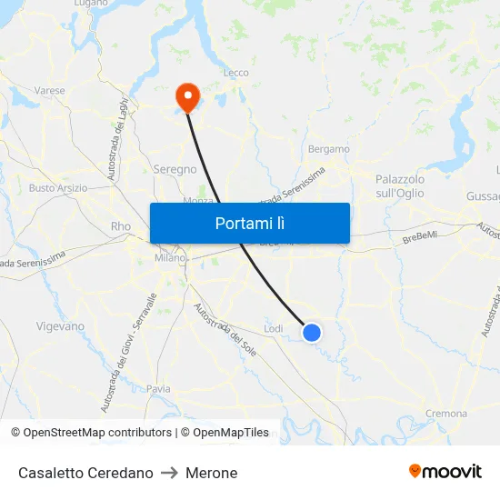 Casaletto Ceredano to Merone map