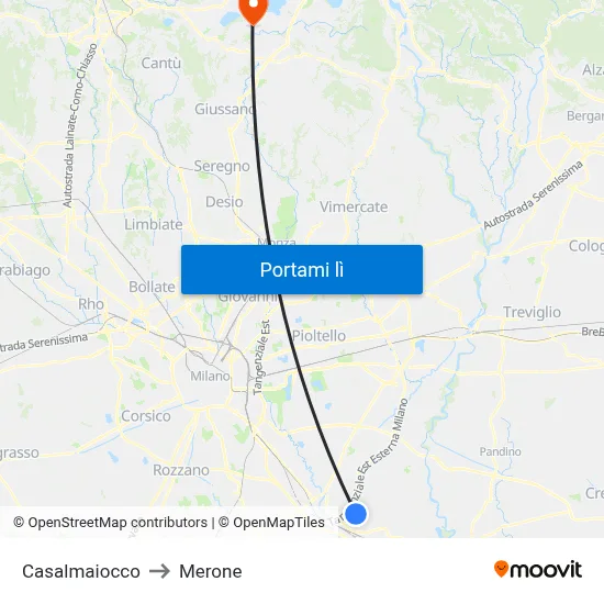 Casalmaiocco to Merone map
