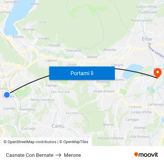Casnate Con Bernate to Merone map