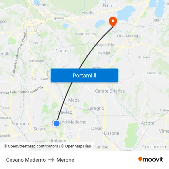 Cesano Maderno to Merone map