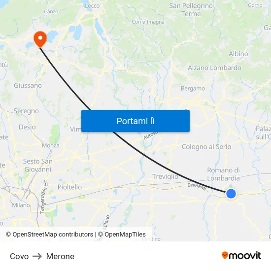 Covo to Merone map