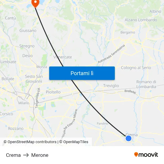 Crema to Merone map