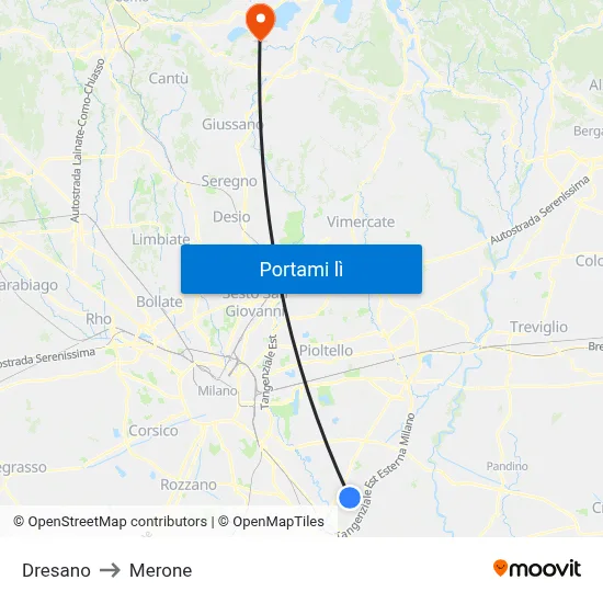 Dresano to Merone map