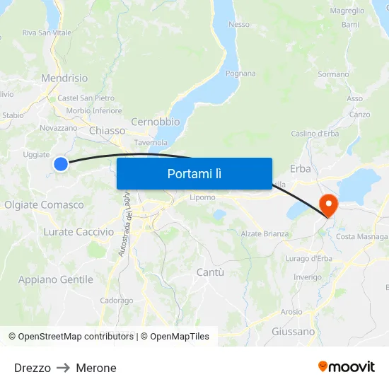Drezzo to Merone map