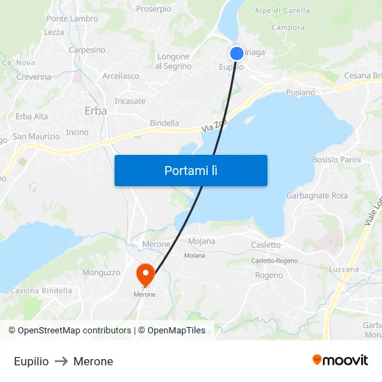 Eupilio to Merone map