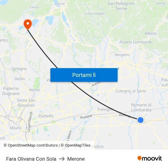 Fara Olivana Con Sola to Merone map
