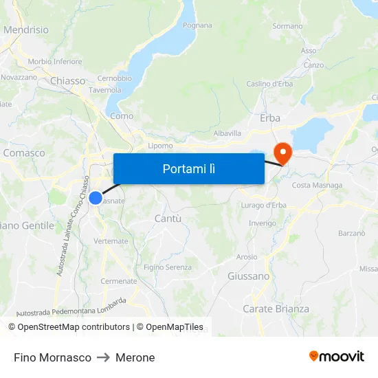 Fino Mornasco to Merone map