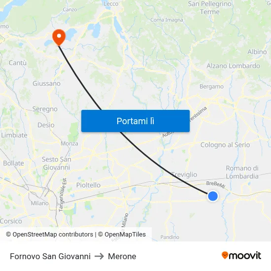 Fornovo San Giovanni to Merone map