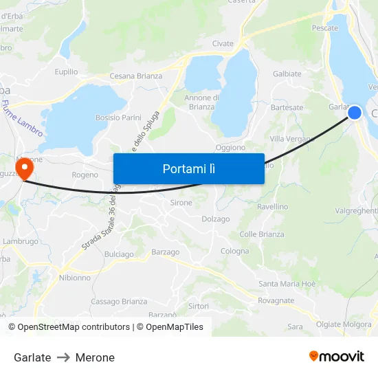 Garlate to Merone map