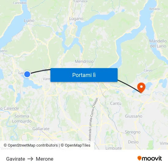 Gavirate to Merone map