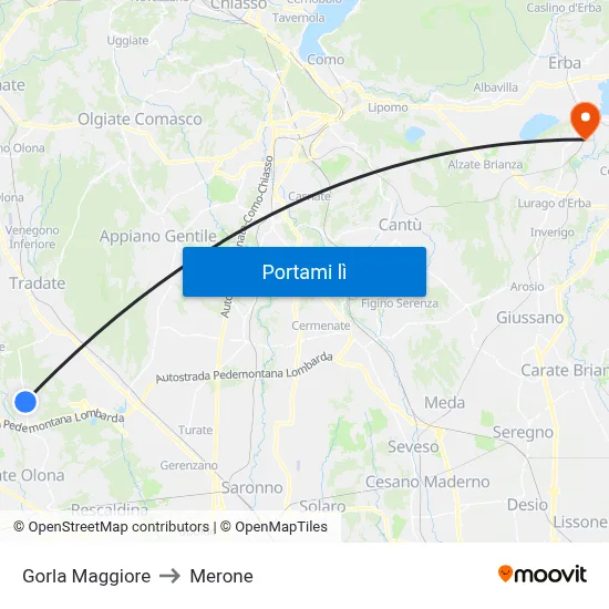 Gorla Maggiore to Merone map
