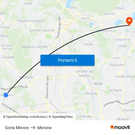 Gorla Minore to Merone map