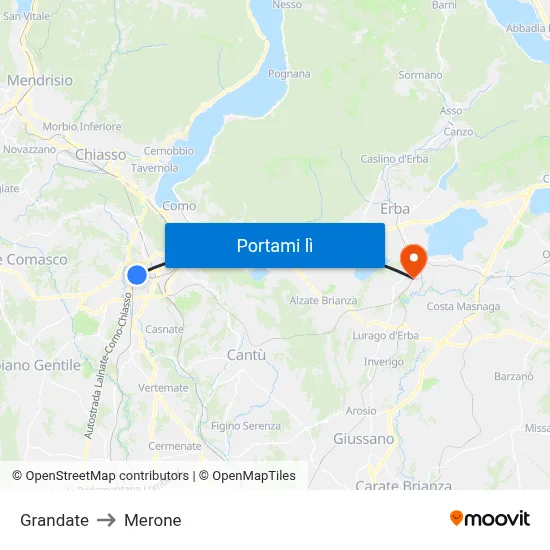 Grandate to Merone map