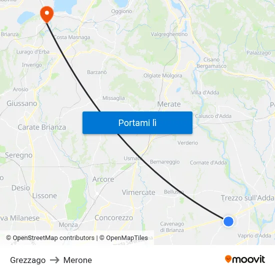 Grezzago to Merone map