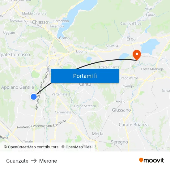 Guanzate to Merone map