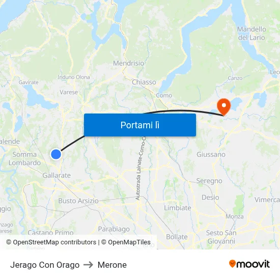 Jerago Con Orago to Merone map